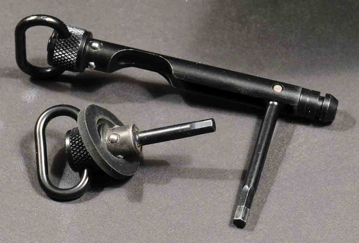 Sling swivels on the long-gone Sauer Model 202 had integral tools for dismantling the rifle and switching barrels, which meant you always had your tools with the rifle. Since they would be attached to the sling, it was (almost) impossible to lose in the long grass.